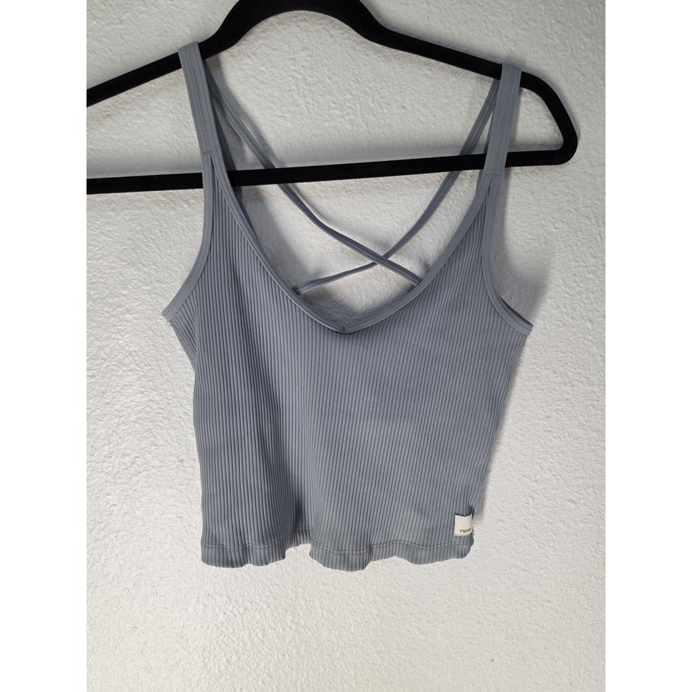 Vuori Women Blue Ribbed Sleeveless Tank Top Athletic Athleisure Cami